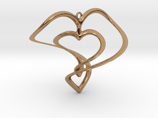 Hearts Necklace / Pendant-01 in Polished Brass