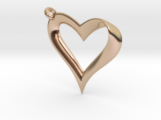Mobius Heart Pendant in 14k Rose Gold Plated Brass