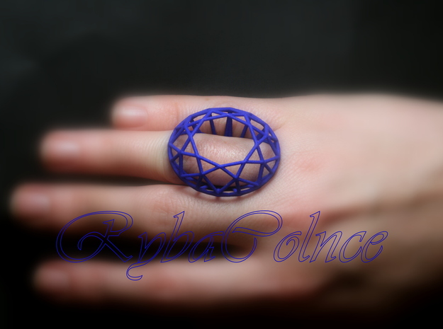Ring The Diamond / size 6 US (16,5 mm) in Blue Processed Versatile Plastic
