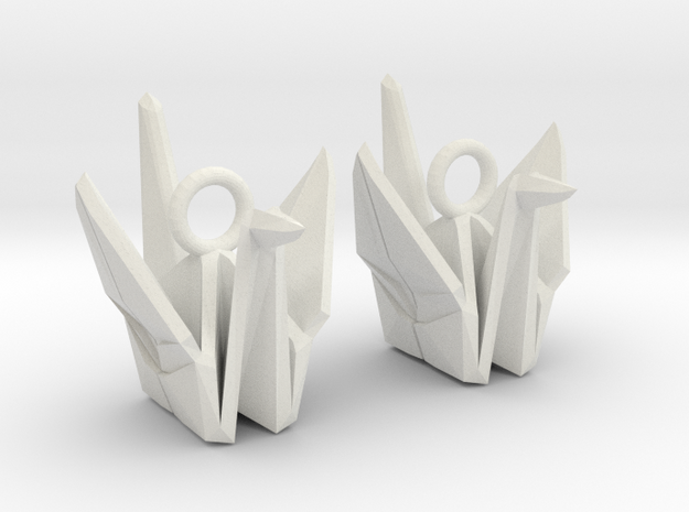 Origami Crane Earrings in White Natural Versatile Plastic