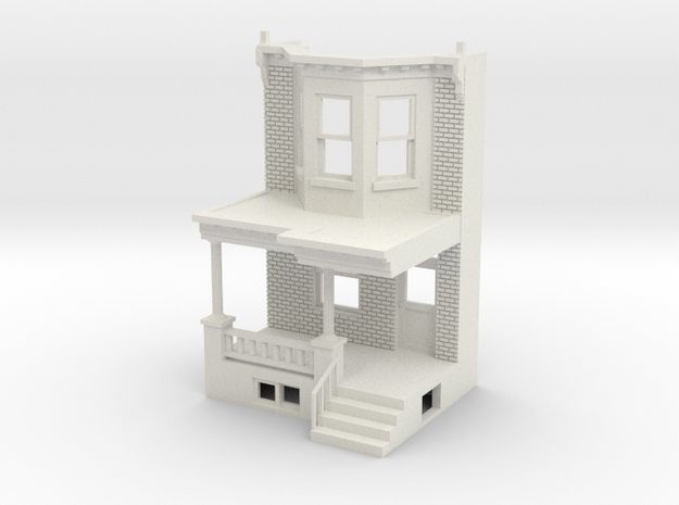 O scale WEST PHILLY ROW HOME FRONT  in White Natural Versatile Plastic