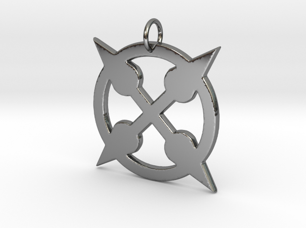 Spikey Punk Amulet in Fine Detail Polished Silver