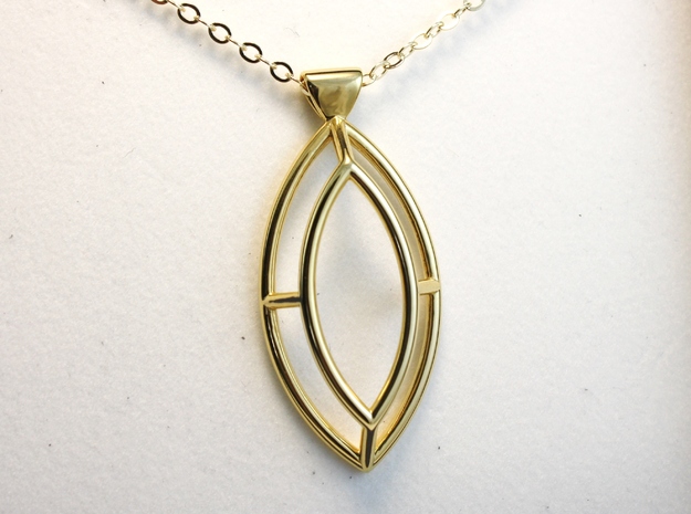 Marquise Simple Wire Pendant - Large in 18k Gold Plated Brass