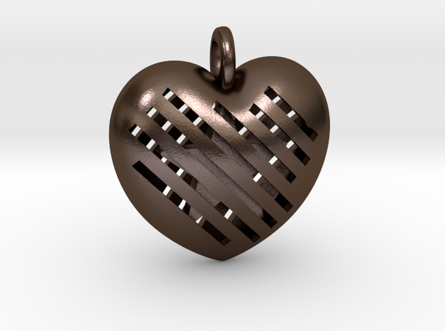 Heart & Star Pendant - narrow slot in Polished Bronze Steel
