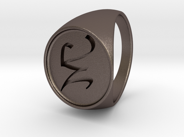 Custom Signet Ring 17 in Polished Bronzed Silver Steel