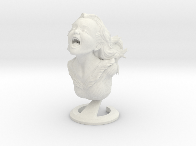 "Joyful Yell" bust in White Natural Versatile Plastic