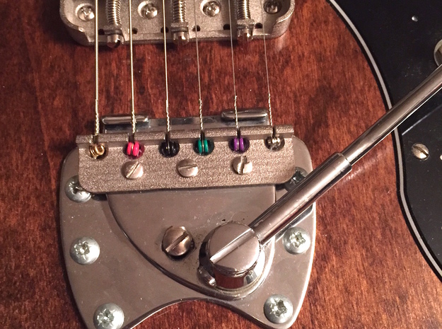 V 2.0 - Modern Spaced Hagstrom-style Tremolo Claw in Polished Bronzed Silver Steel