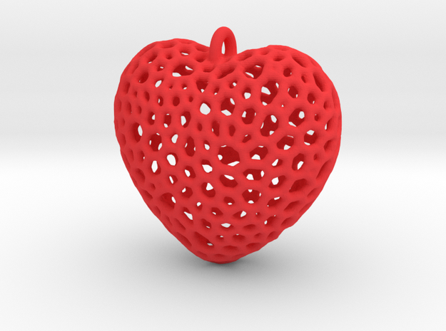 Heart Pendant #1 in Red Processed Versatile Plastic