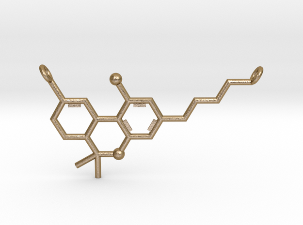 THC (Tetrahydrocannabinol) Pendant in Polished Gold Steel