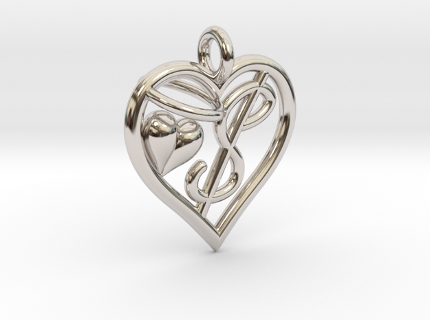 HEART $ in Rhodium Plated Brass