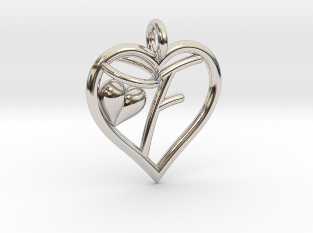 HEART F in Rhodium Plated Brass