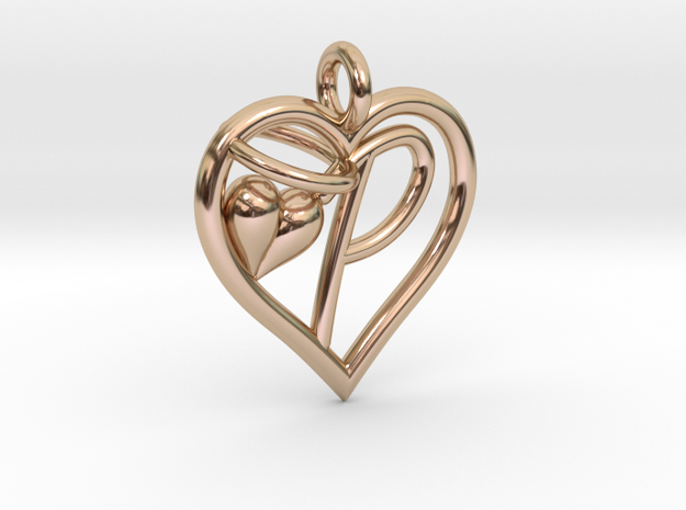 HEART P in 14k Rose Gold Plated Brass