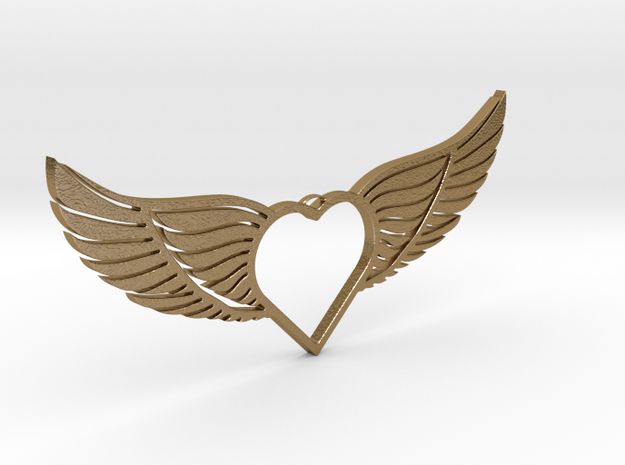 Wing-01 Necklace in Polished Gold Steel