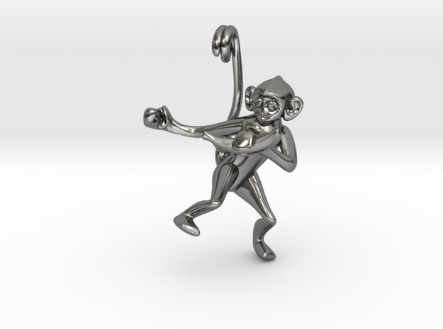  3D-Monkeys 003 in Fine Detail Polished Silver