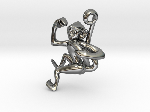 3D-Monkeys 010 in Fine Detail Polished Silver