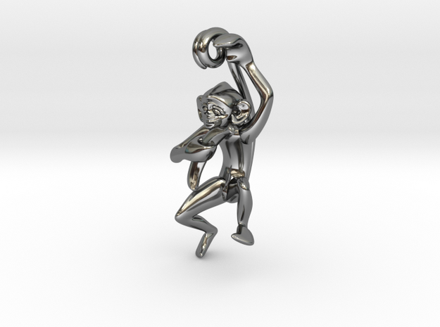 3D-Monkeys 089 in Fine Detail Polished Silver