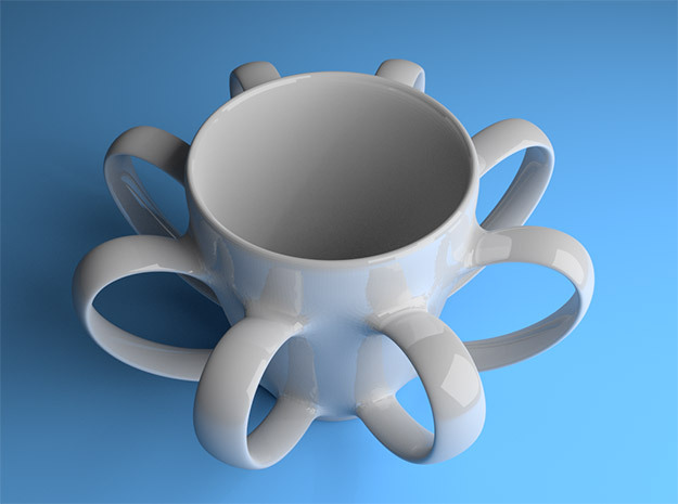 Coffee mug #4 XL - Many Handles in White Processed Versatile Plastic