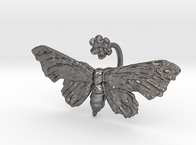 Fantasy Moth Ring size 7 in Polished Nickel Steel