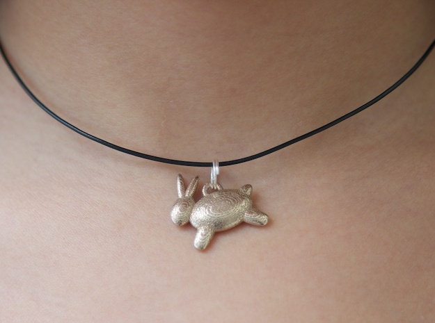 Bunny Pendant in Polished Bronzed Silver Steel