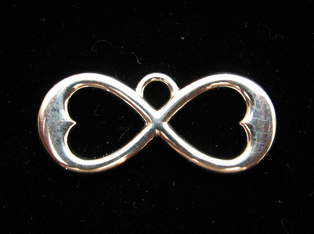 Two Hearts Infinity Symbol (small) in Fine Detail Polished Silver