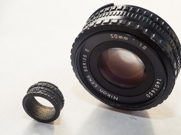 (Size 8) Lens Ring  in Matte Black Steel