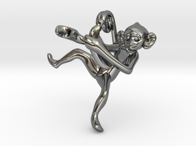 3D-Monkeys 206 in Fine Detail Polished Silver