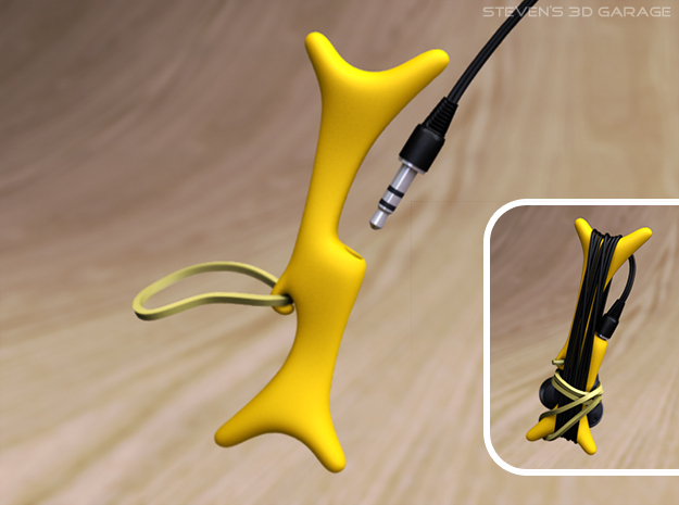 Earphones Cable Winder in Yellow Processed Versatile Plastic