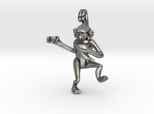 3D-Monkeys 216 in Fine Detail Polished Silver