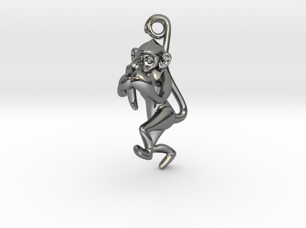 3D-Monkeys 222 in Fine Detail Polished Silver
