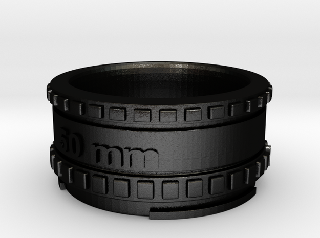 (Size 14) Lens Ring in Matte Black Steel