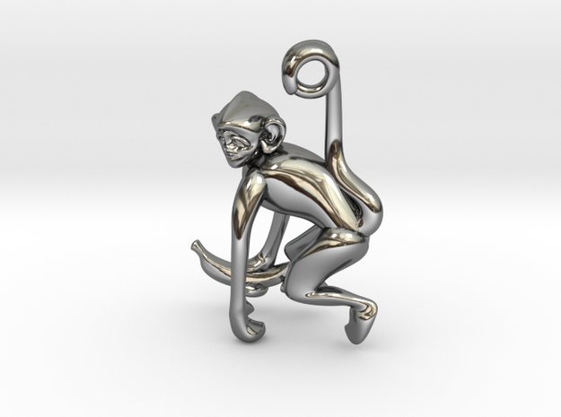 3D-Monkeys 224 in Fine Detail Polished Silver