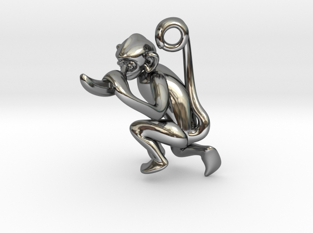 3D-Monkeys 225 in Fine Detail Polished Silver