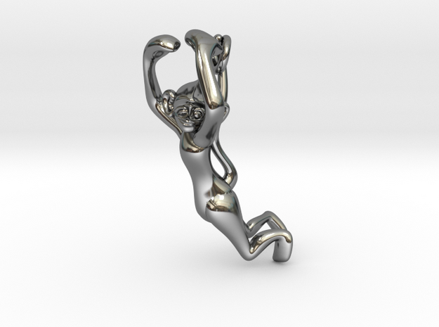 3D-Monkeys 236 in Fine Detail Polished Silver