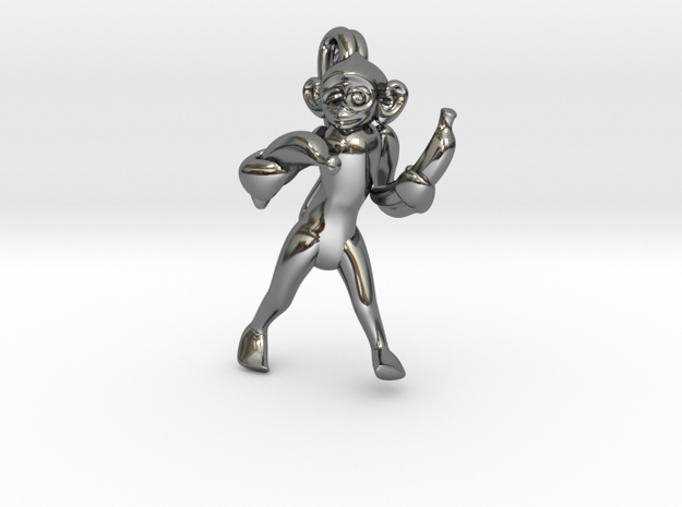 3D-Monkeys 240 in Fine Detail Polished Silver