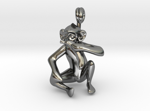 3D-Monkeys 242 in Fine Detail Polished Silver