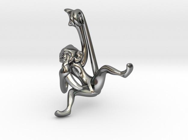 3D-Monkeys 289 in Fine Detail Polished Silver