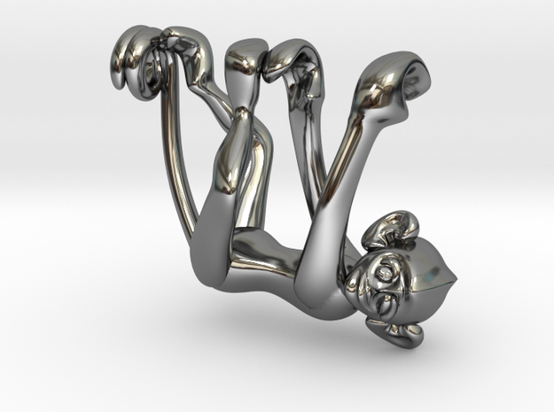 3D-Monkeys 321 in Fine Detail Polished Silver
