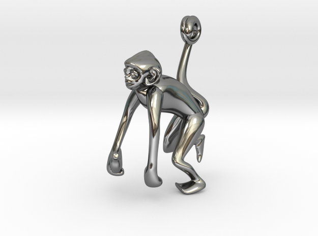 3D-Monkeys 326 in Fine Detail Polished Silver
