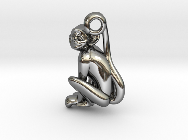 3D-Monkeys 333 in Fine Detail Polished Silver