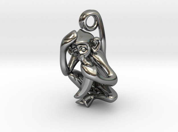 3D-Monkeys 341 in Fine Detail Polished Silver