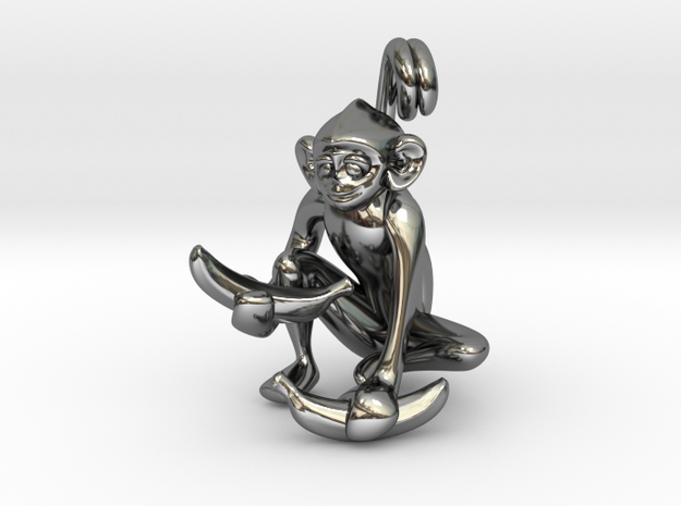 3D-Monkeys 343 in Fine Detail Polished Silver