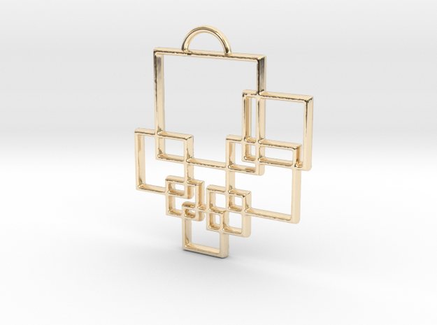 Squares Pendant in 14k Gold Plated Brass
