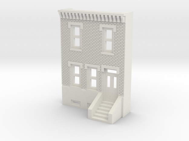 N SCALE ROW HOUSE FRONT 2S REV  in White Natural Versatile Plastic
