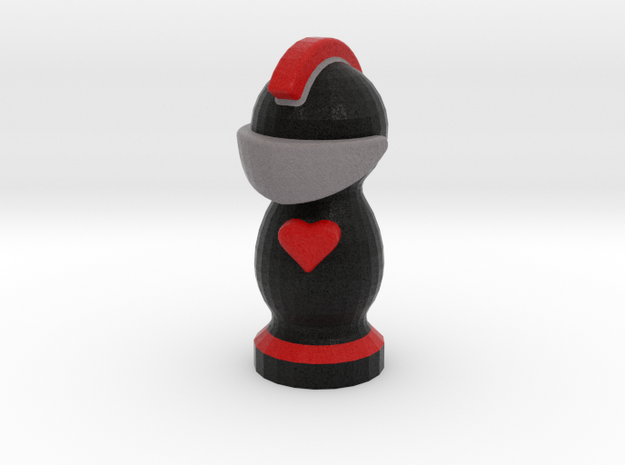 Catan Robber Knight Blk Red Heart in Full Color Sandstone