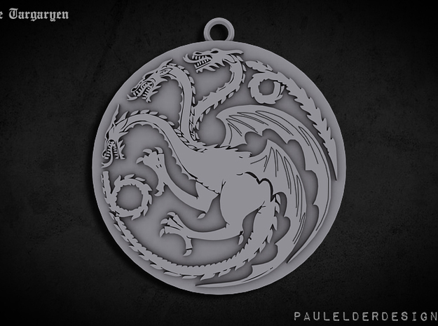 Targaryen Pendant in Polished Bronzed Silver Steel