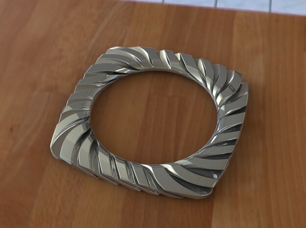 PILLOW CARVED BANGLE 2.5 ID in Polished Silver