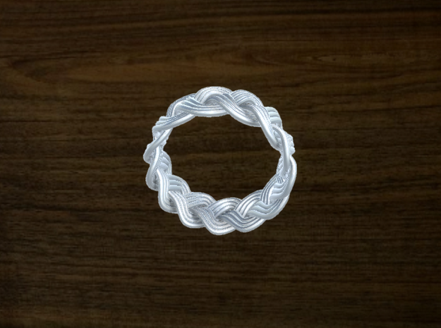 Turk's Head Knot Ring 3 Part X 13 Bight - Size 7.5 in White Natural Versatile Plastic