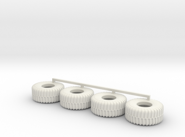 HO scale Heavy Equipment Tires in White Natural Versatile Plastic
