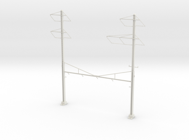 PRR CATENARY HO SCALE 4TRK CURVED STEADY 2-3 PH in White Natural Versatile Plastic
