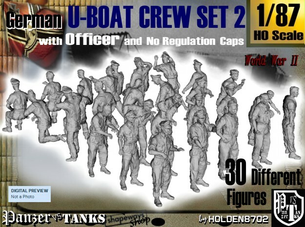 1-87 German U-Boot Crew Set2 in Tan Fine Detail Plastic